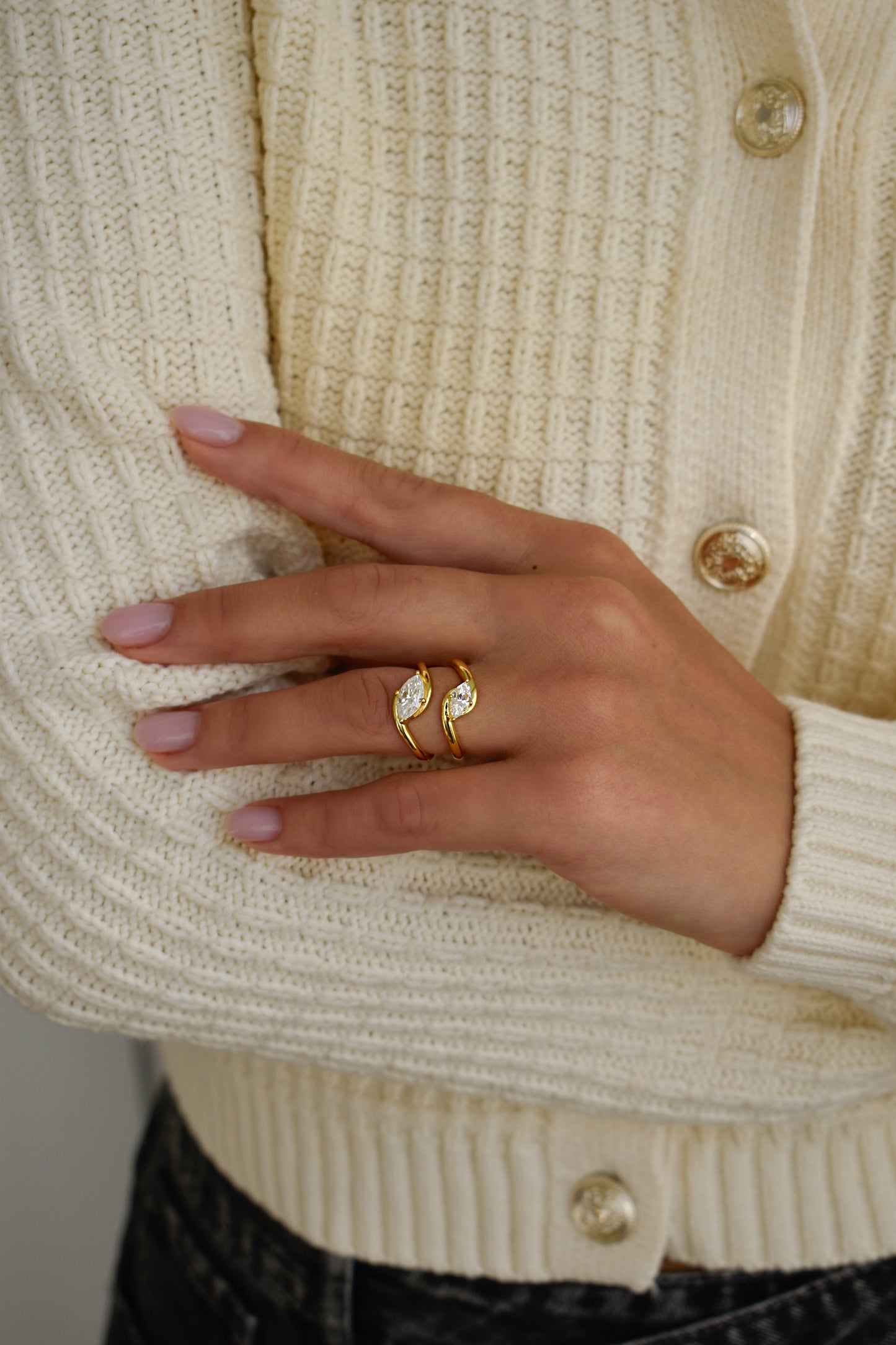 Wavy Marquise Cut Ring