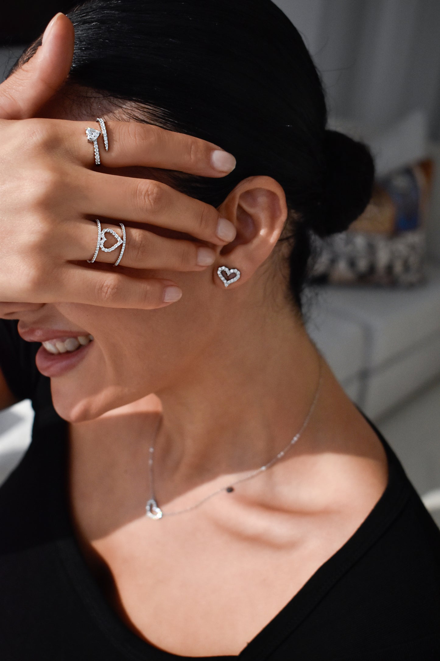 Two Rows Heart Shape Ring