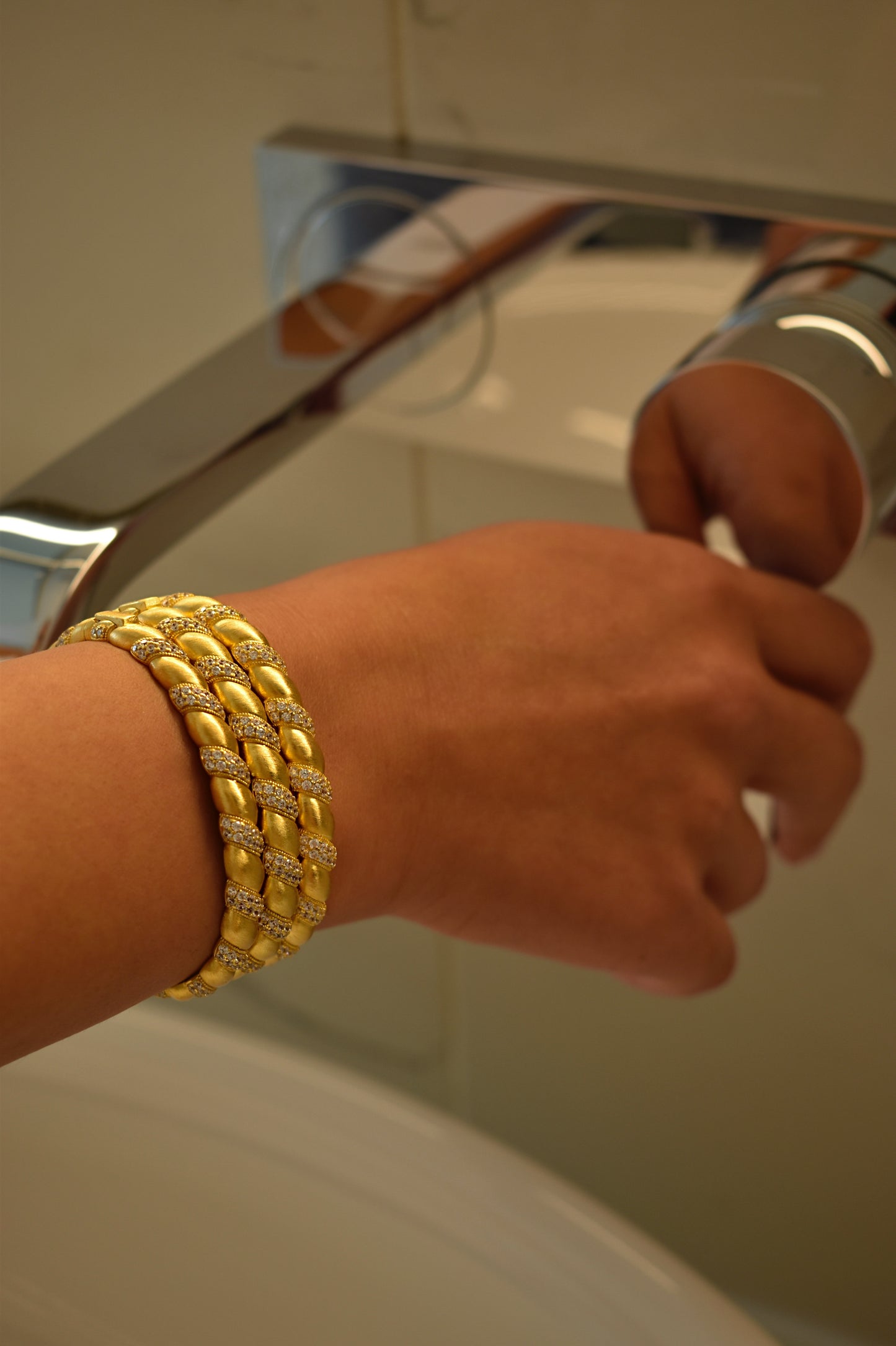 Twisted Brushed Gold Bangle