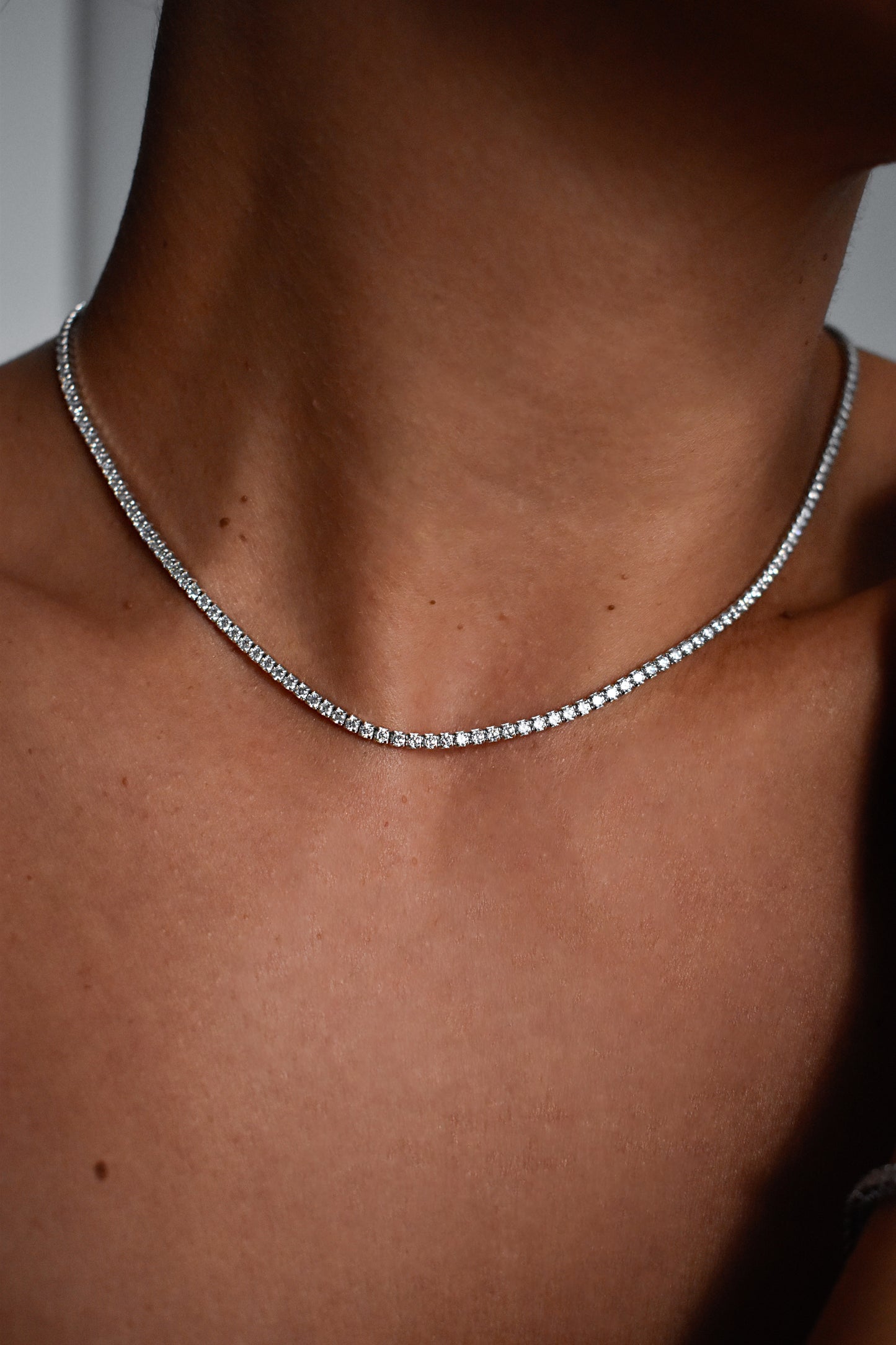 2mm Round Cut Tennis Necklace