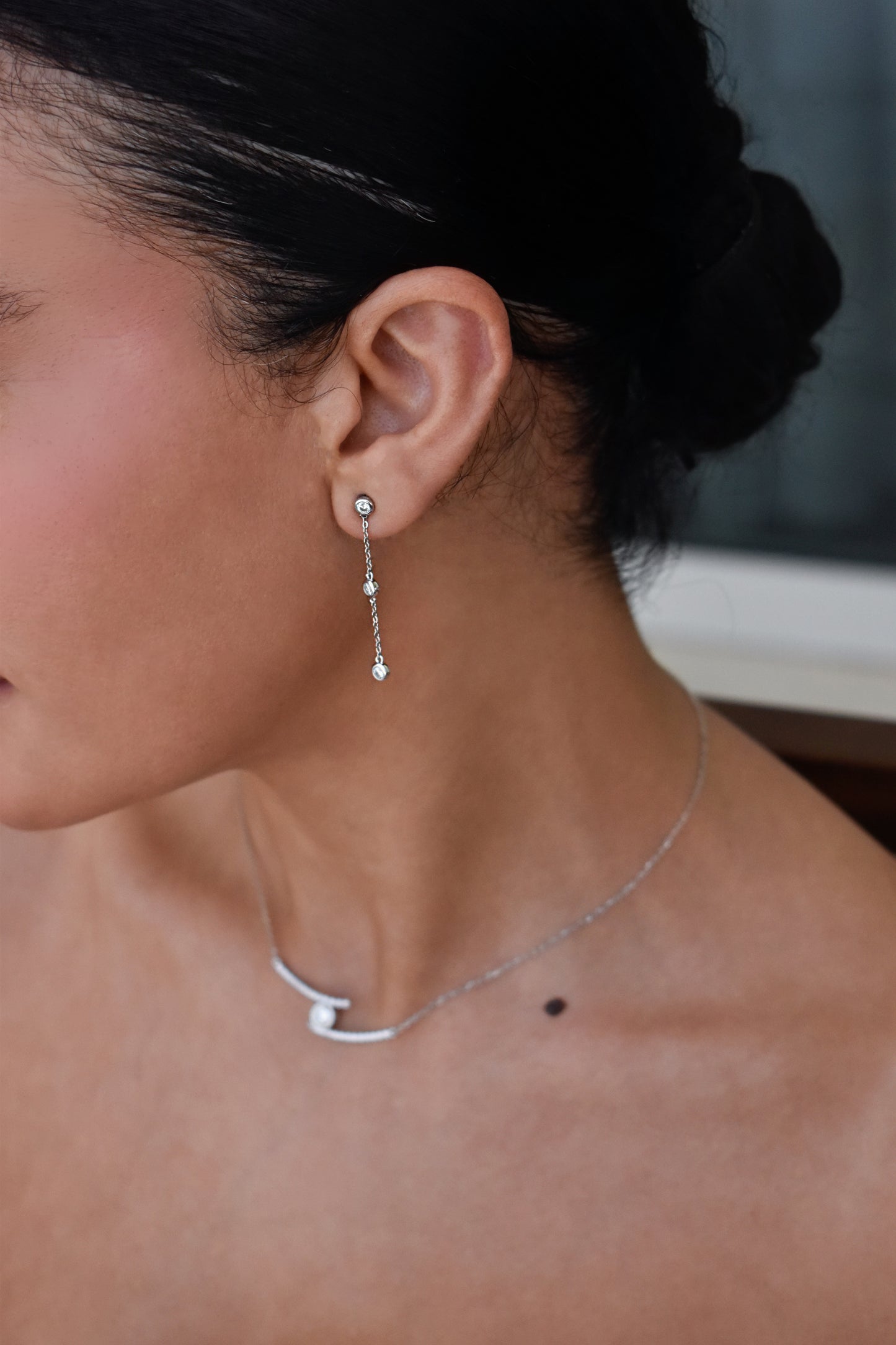 3mm Moissanite Tassel Drop Earrings