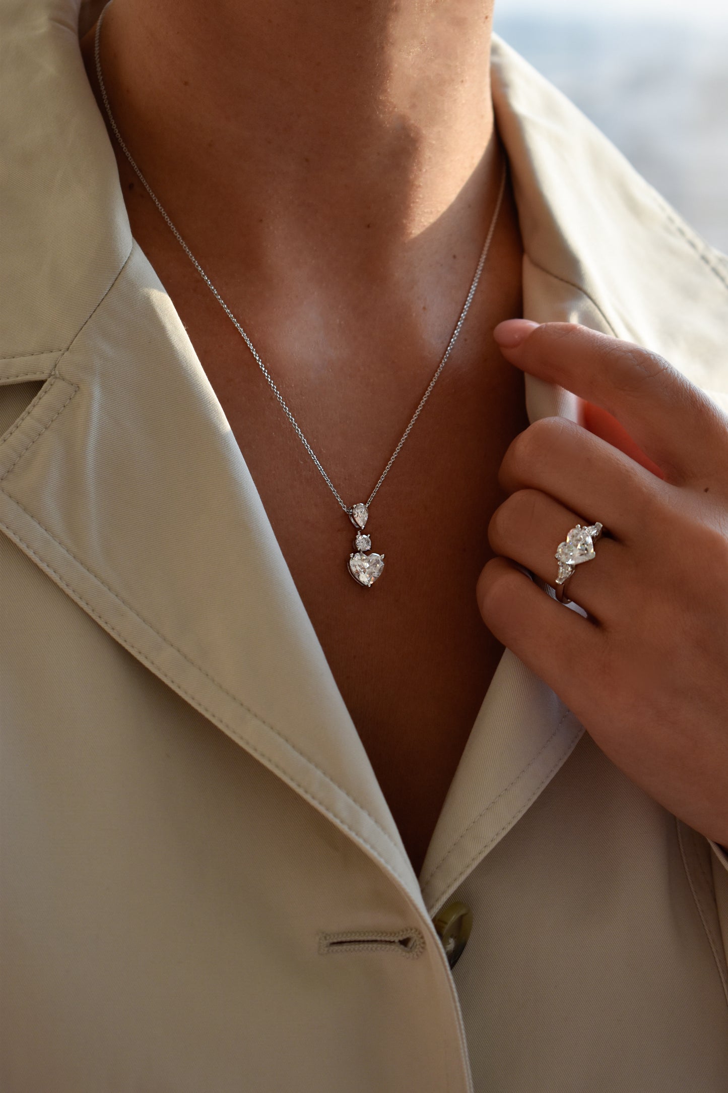Heart and Pear Shape Drop Pendant