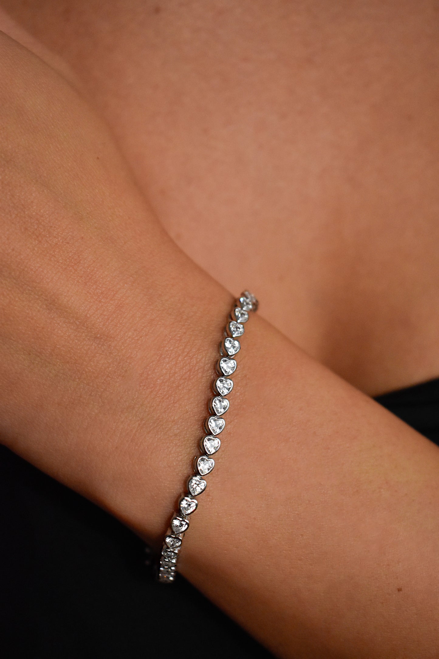 3mm Eternity Heart Shaped Tennis Bracelet