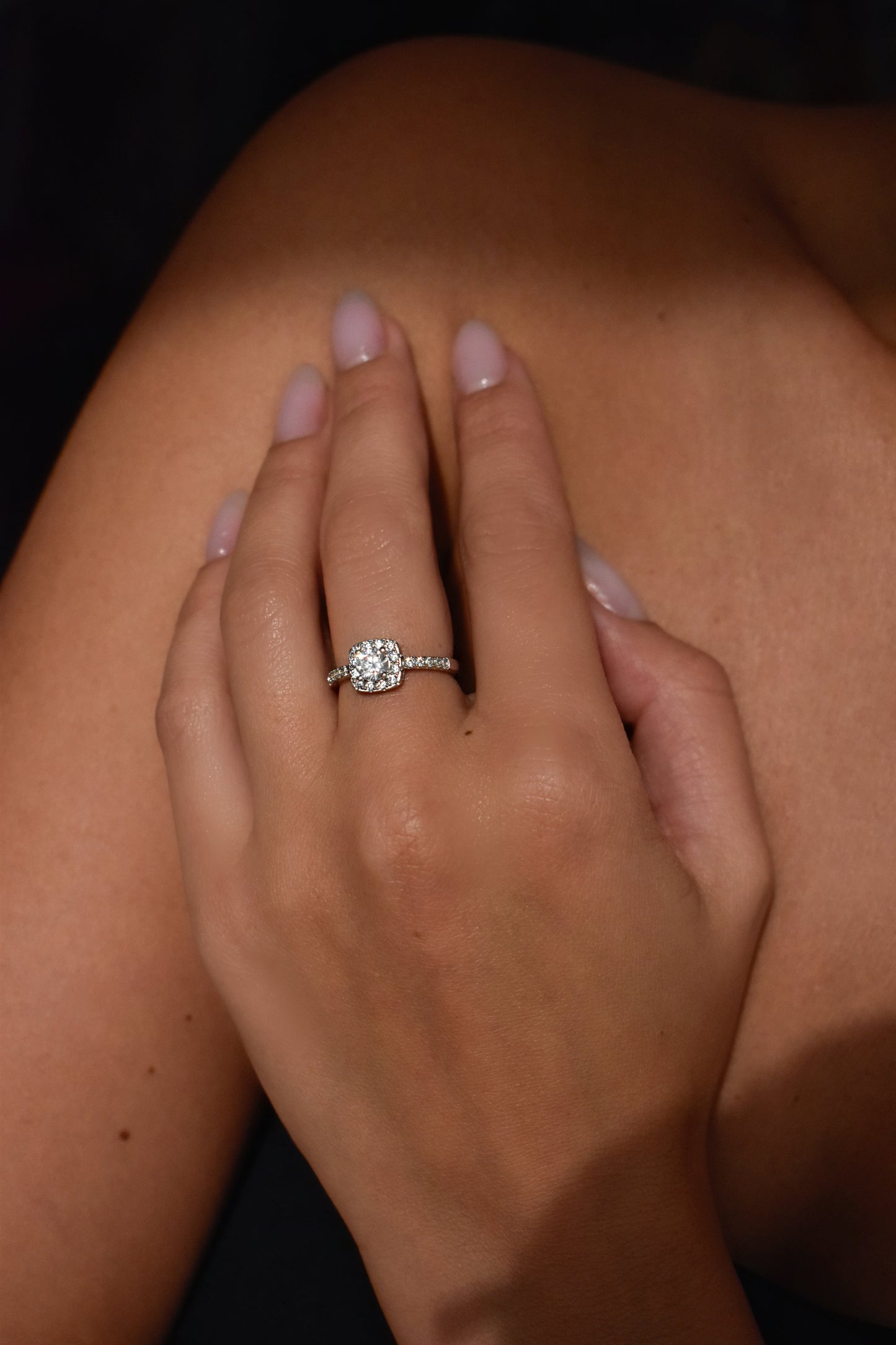 0.5 Carat Cushion Square Cut Moissanite Ring