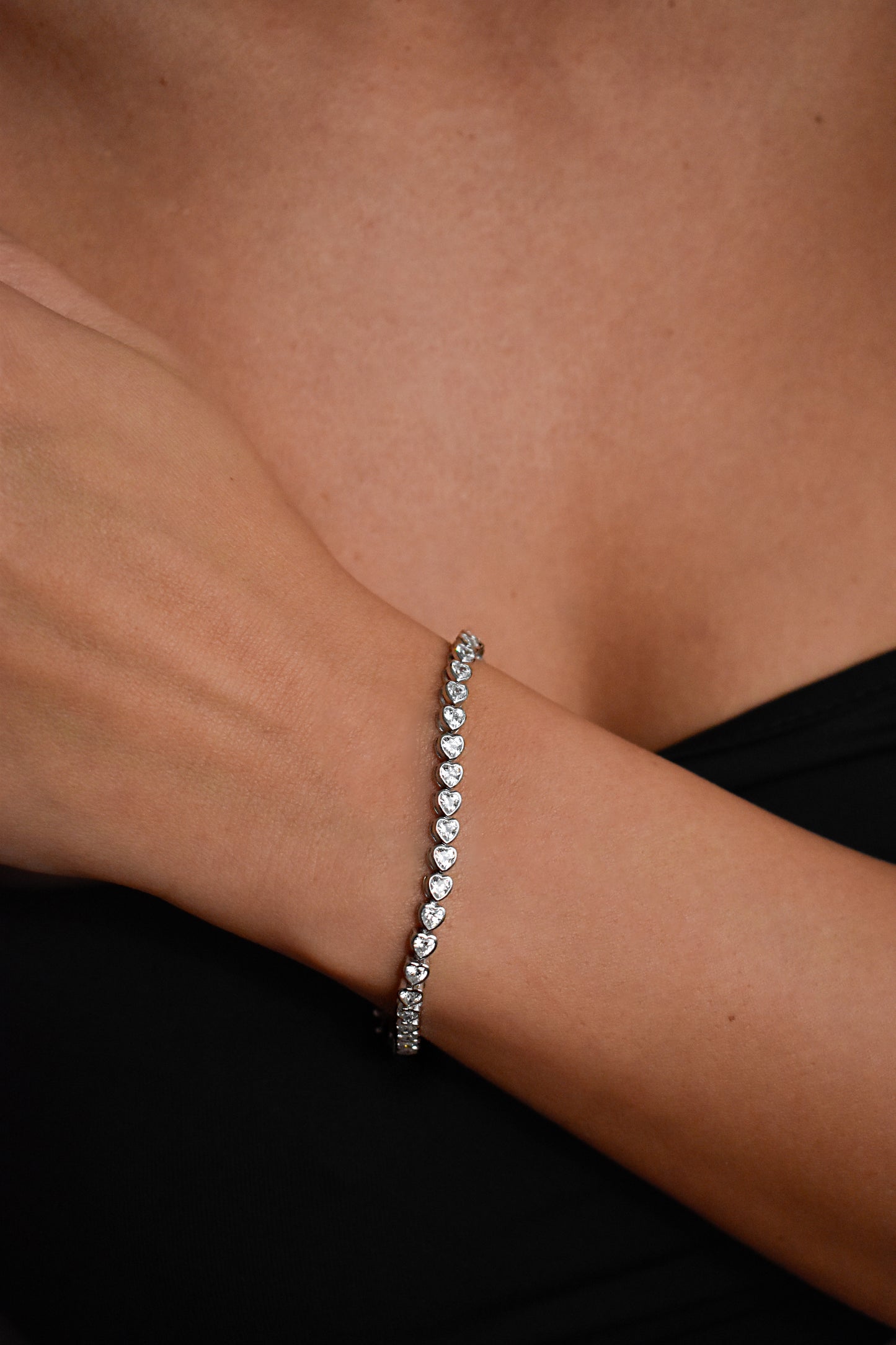 3mm Eternity Heart Shaped Tennis Bracelet