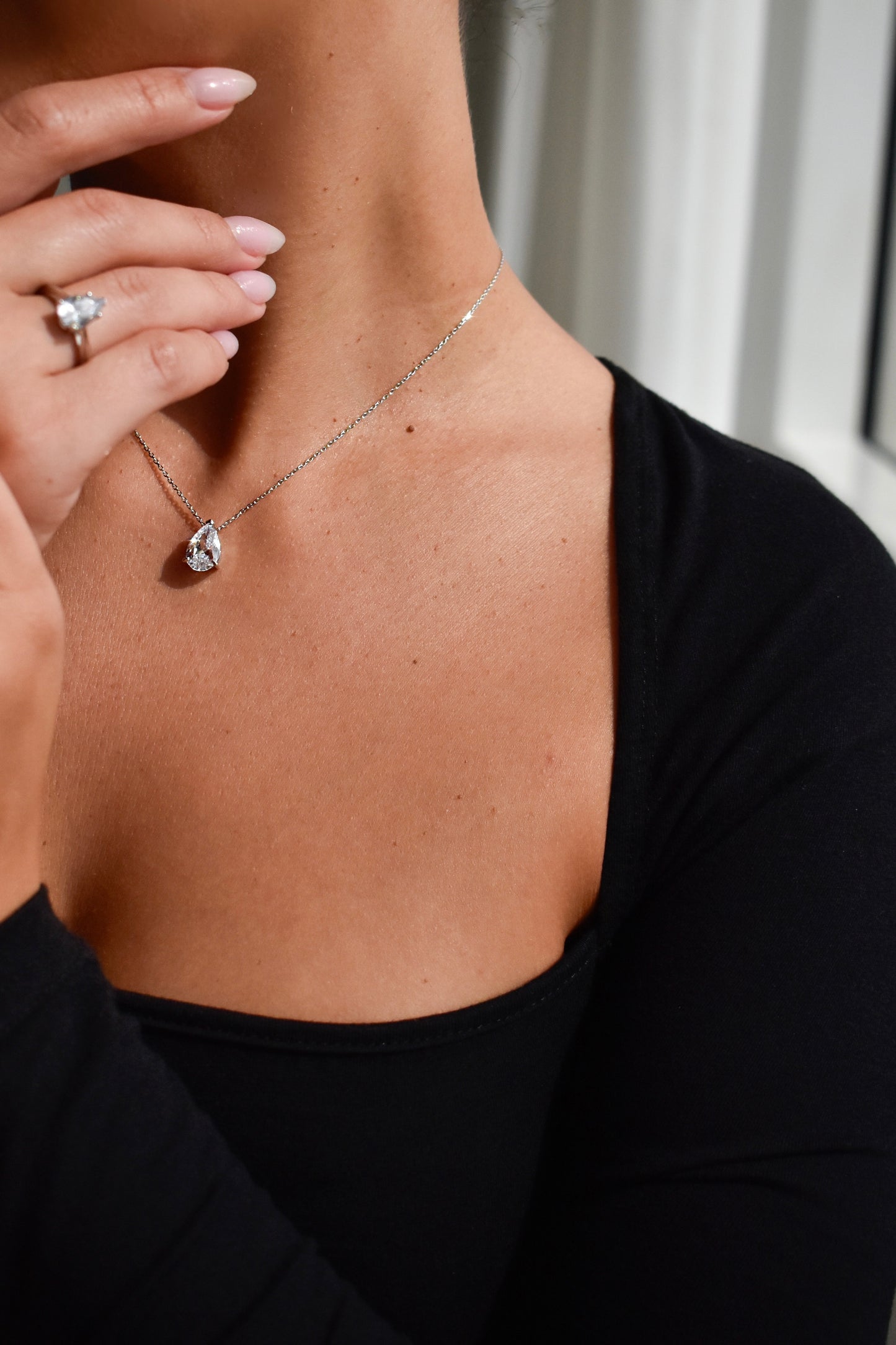 4 Carat Pear Cut Necklace