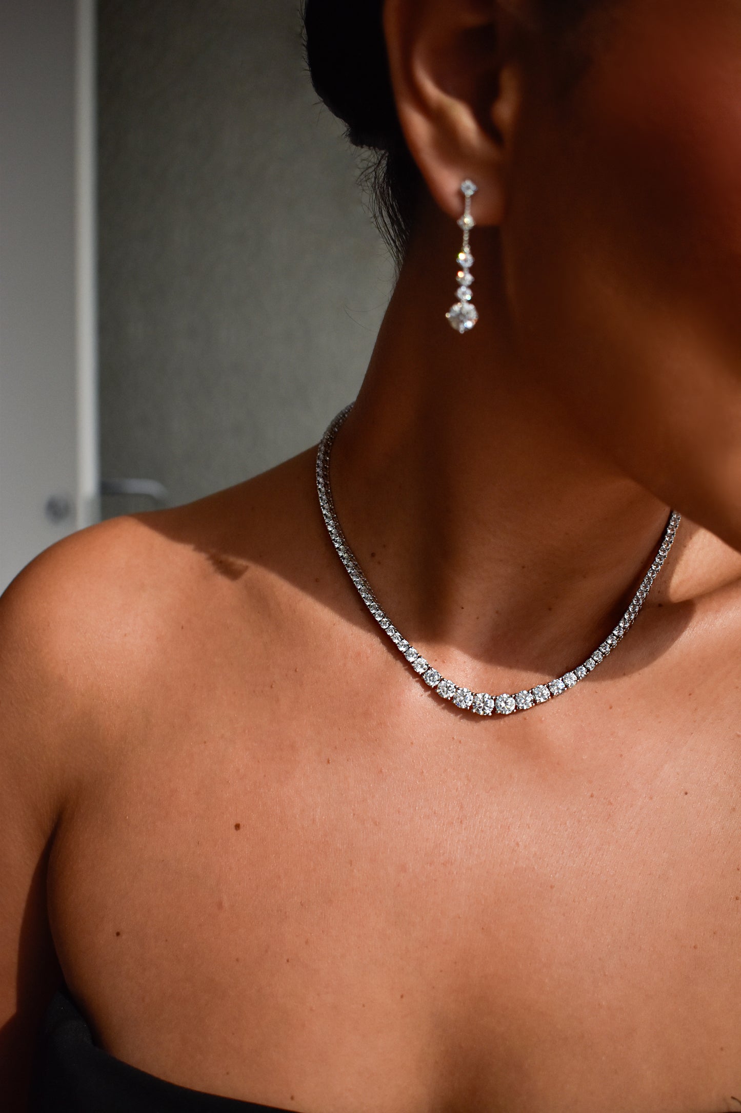 3-6.5mm Graduated Stone Tennis Necklace