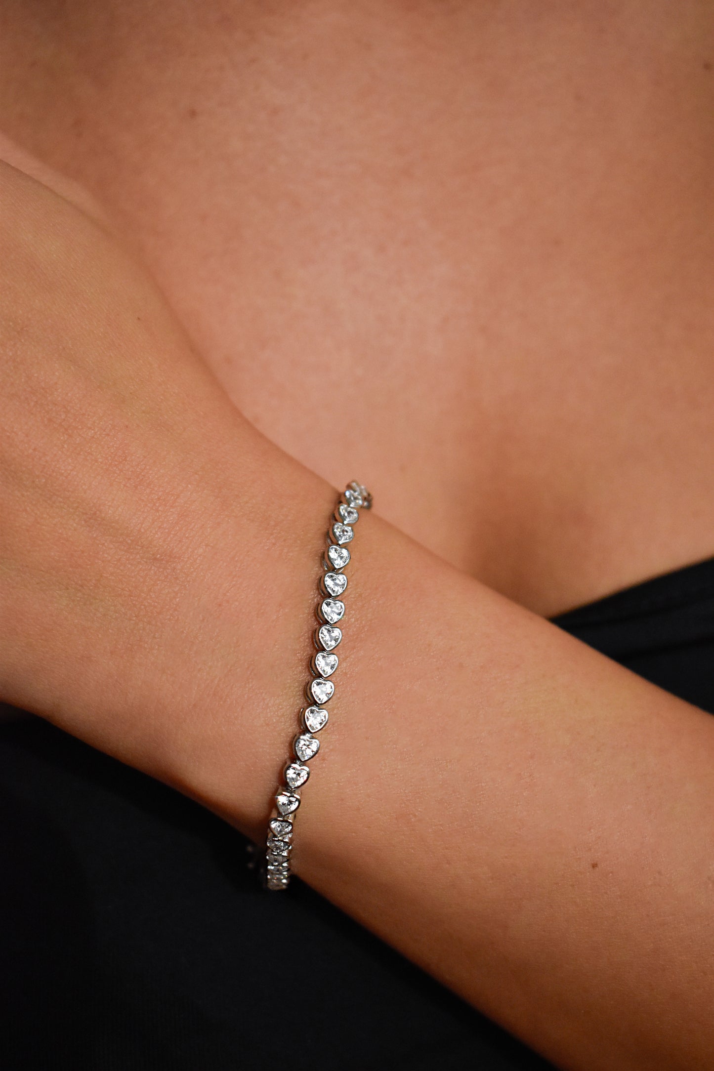 3mm Eternity Heart Shaped Tennis Bracelet