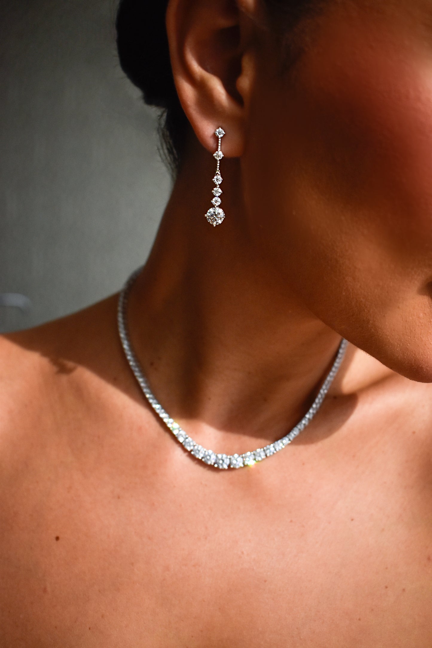 Graduated Stone Moissanite Tassel Drop Earrings