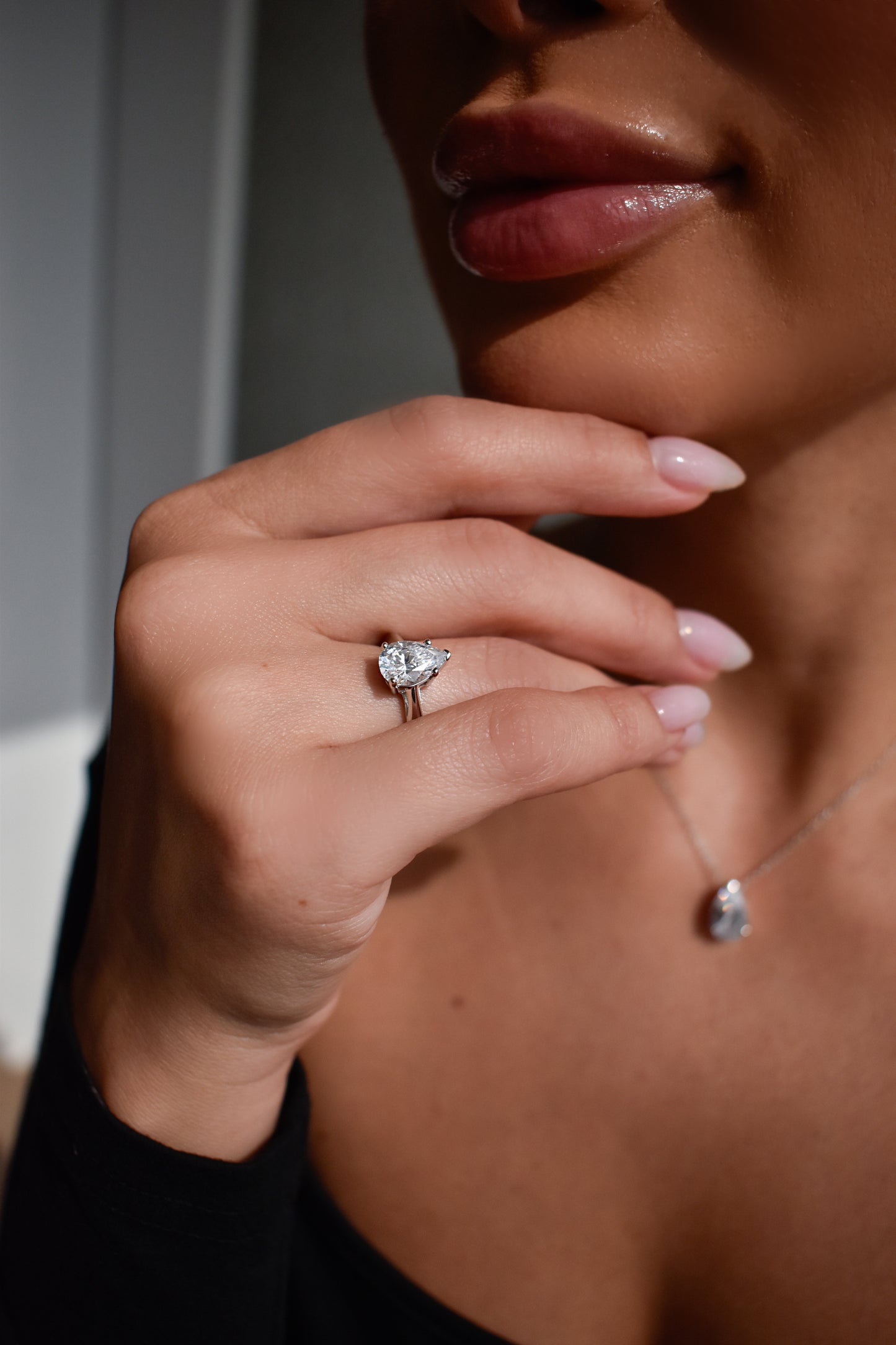2 Carat Pear Shape Moissanite Ring