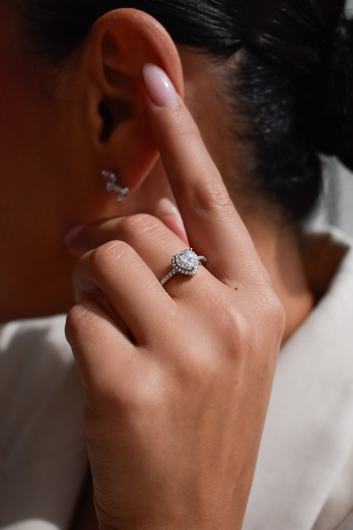 1 Carat Heart Shaped Moissanite Ring