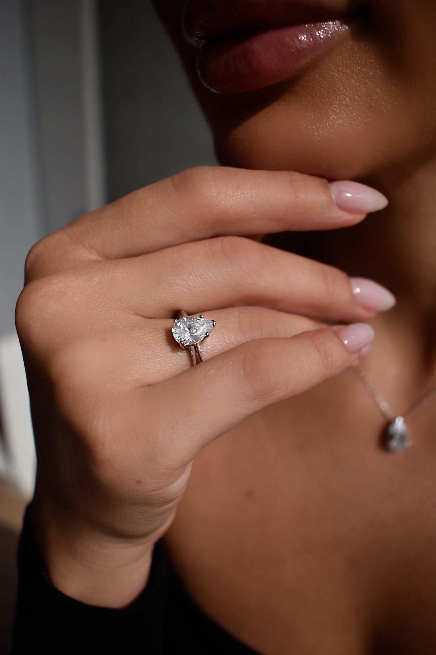 2 Carat Pear Shape Moissanite Ring
