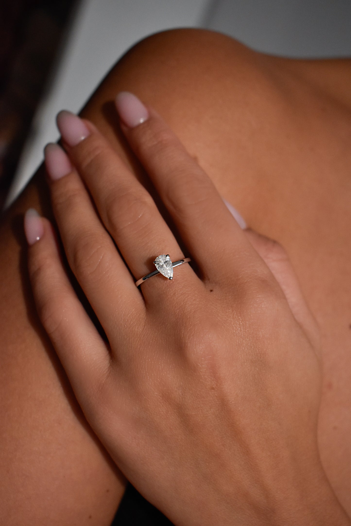 1 Carat Pear Shape Moissanite Ring
