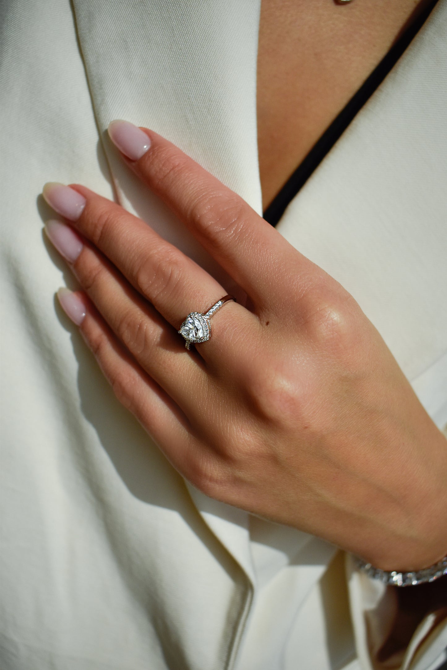 1 Carat Heart Shaped Moissanite Ring