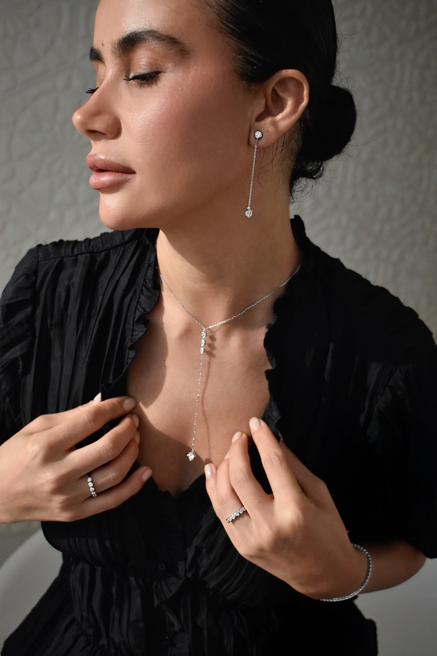 4-5mm Moissanite Bezel Set Long Tassel Earrings