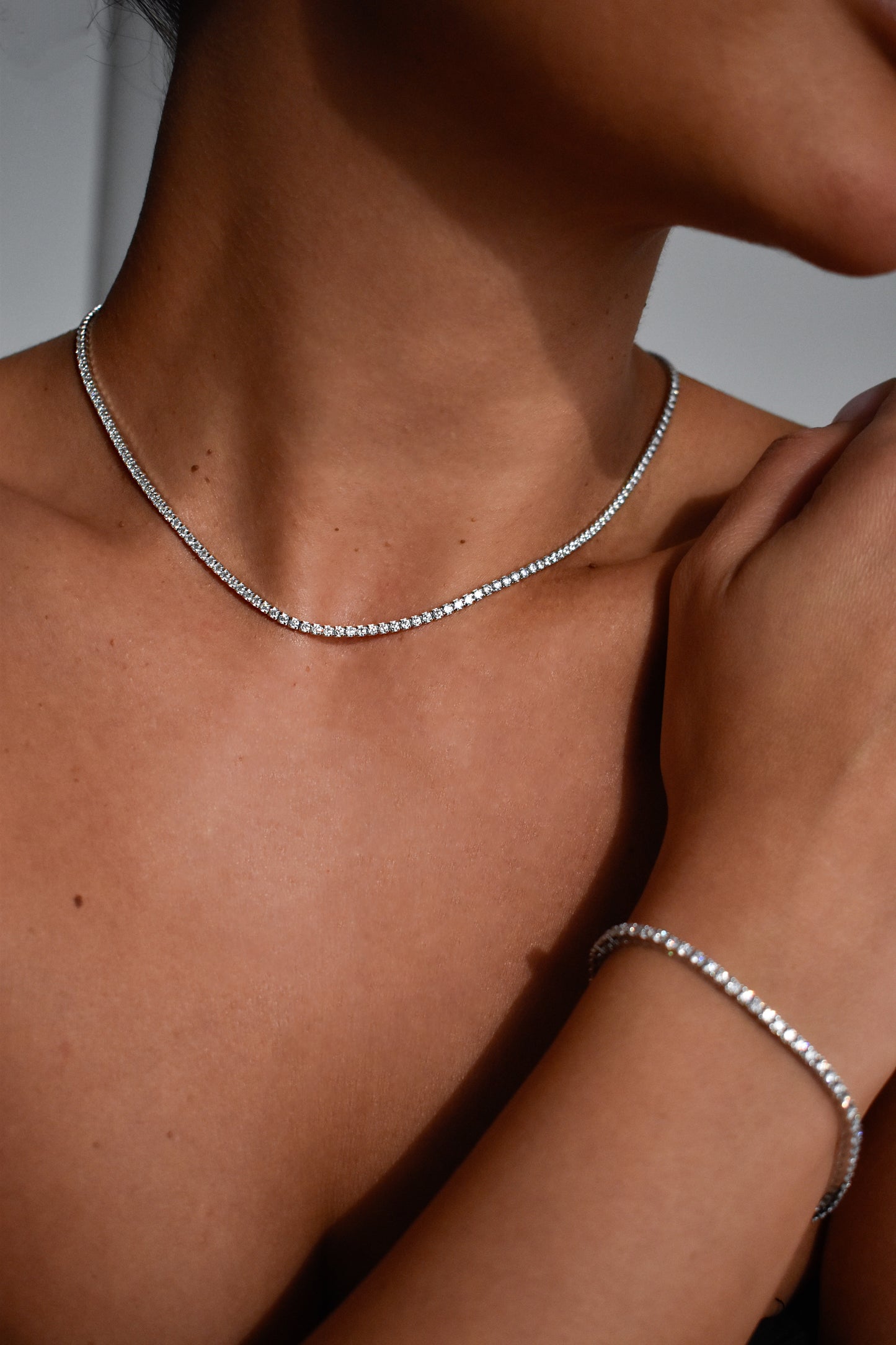 2mm Round Cut Tennis Necklace