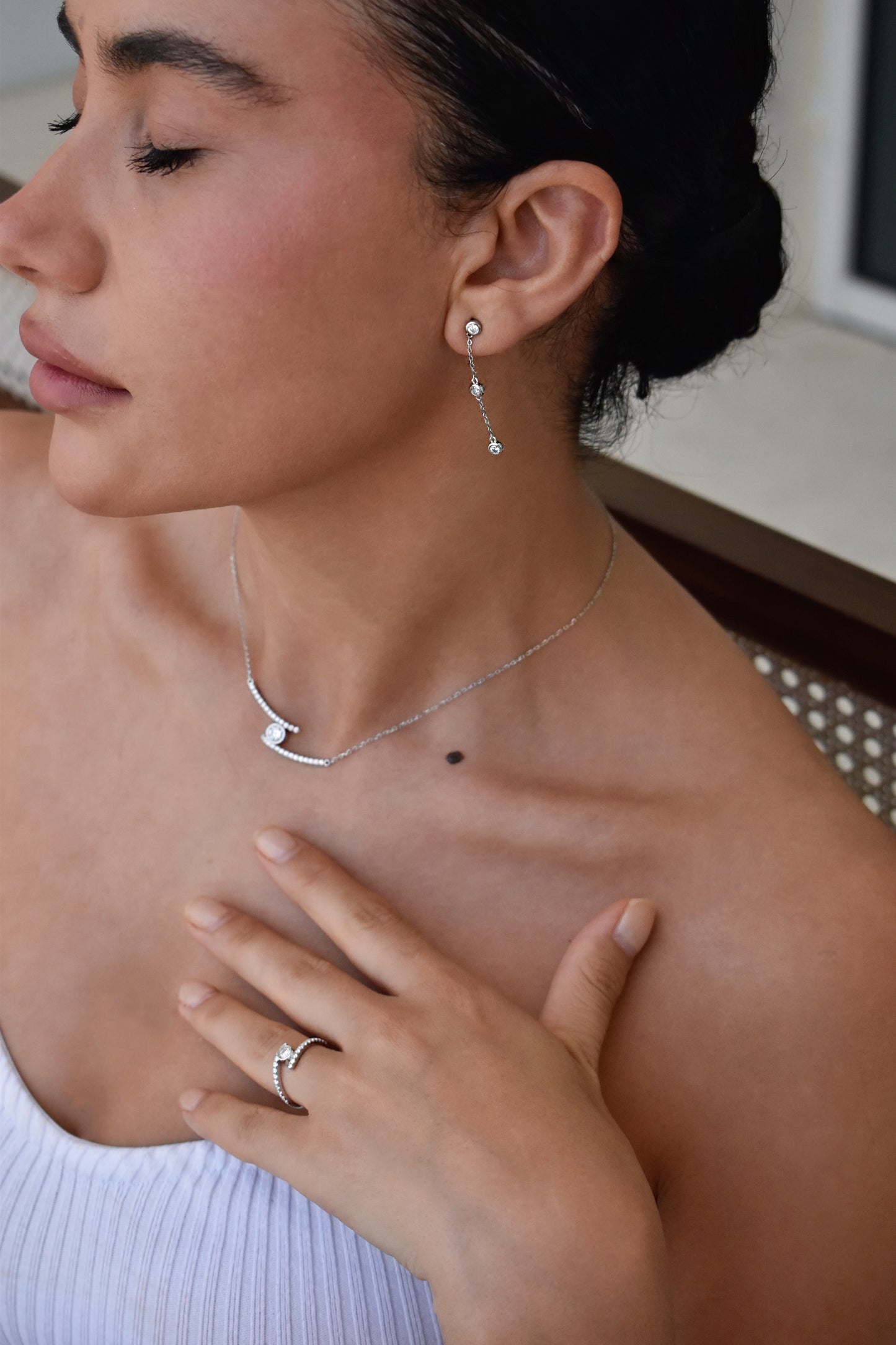 3mm Moissanite Tassel Drop Earrings