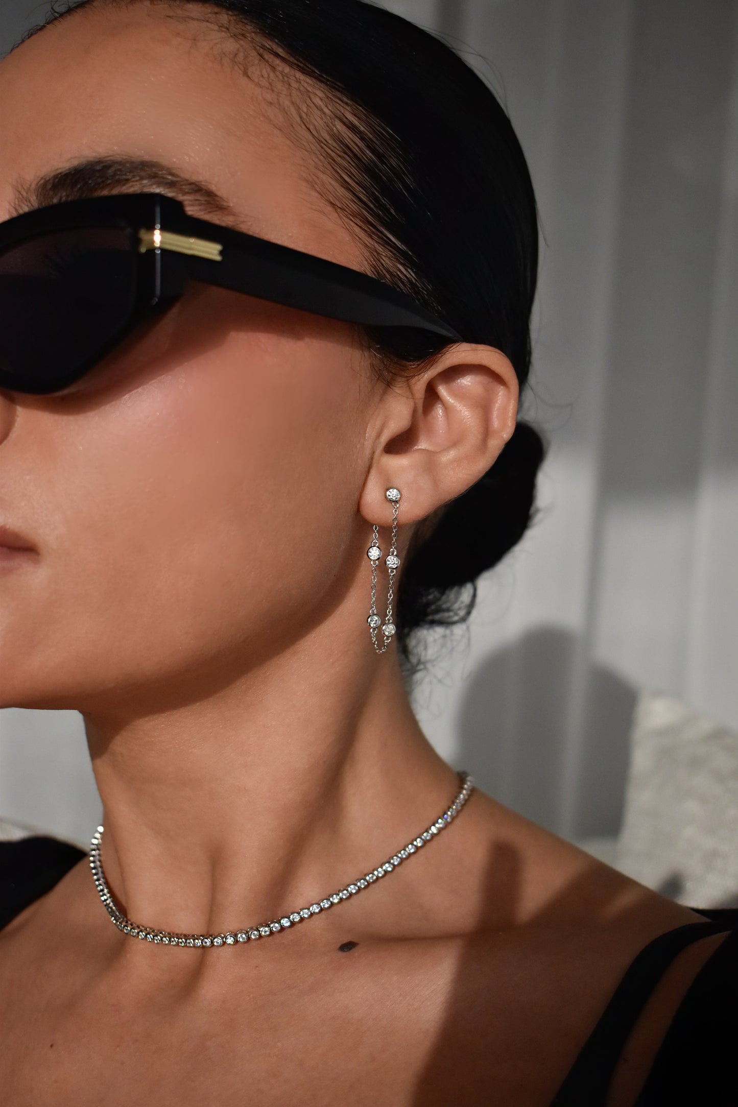 3mm Moissanite Tassel Drop Earrings Jacket