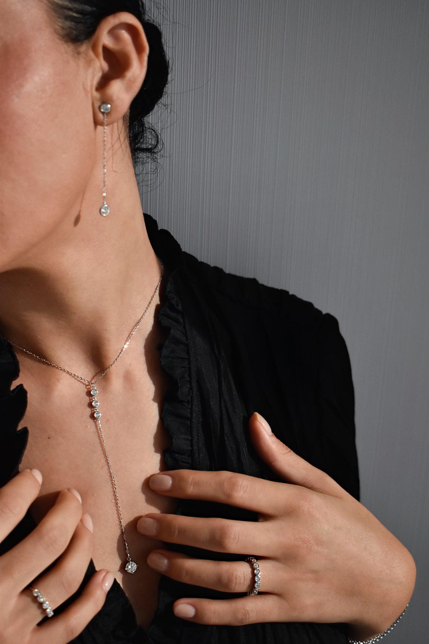 Y Shape Bezel Cut Long Tassel Moissanite Necklace