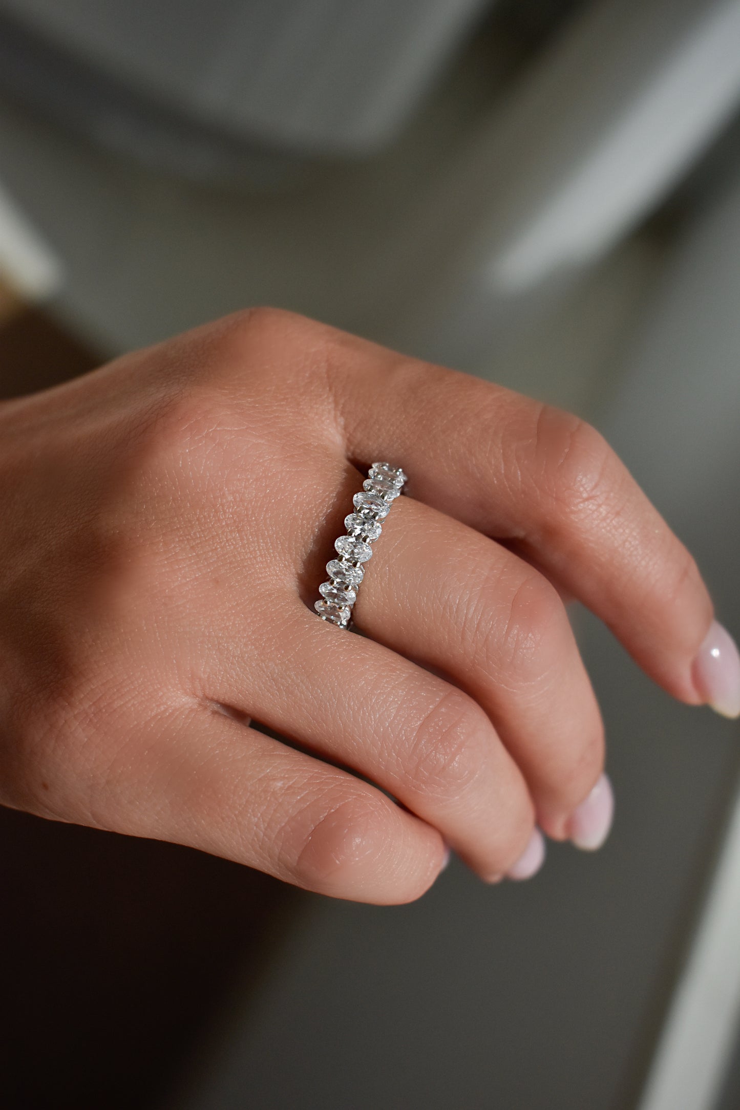0.3 Carat Oval Shape Moissanite Eternity Band
