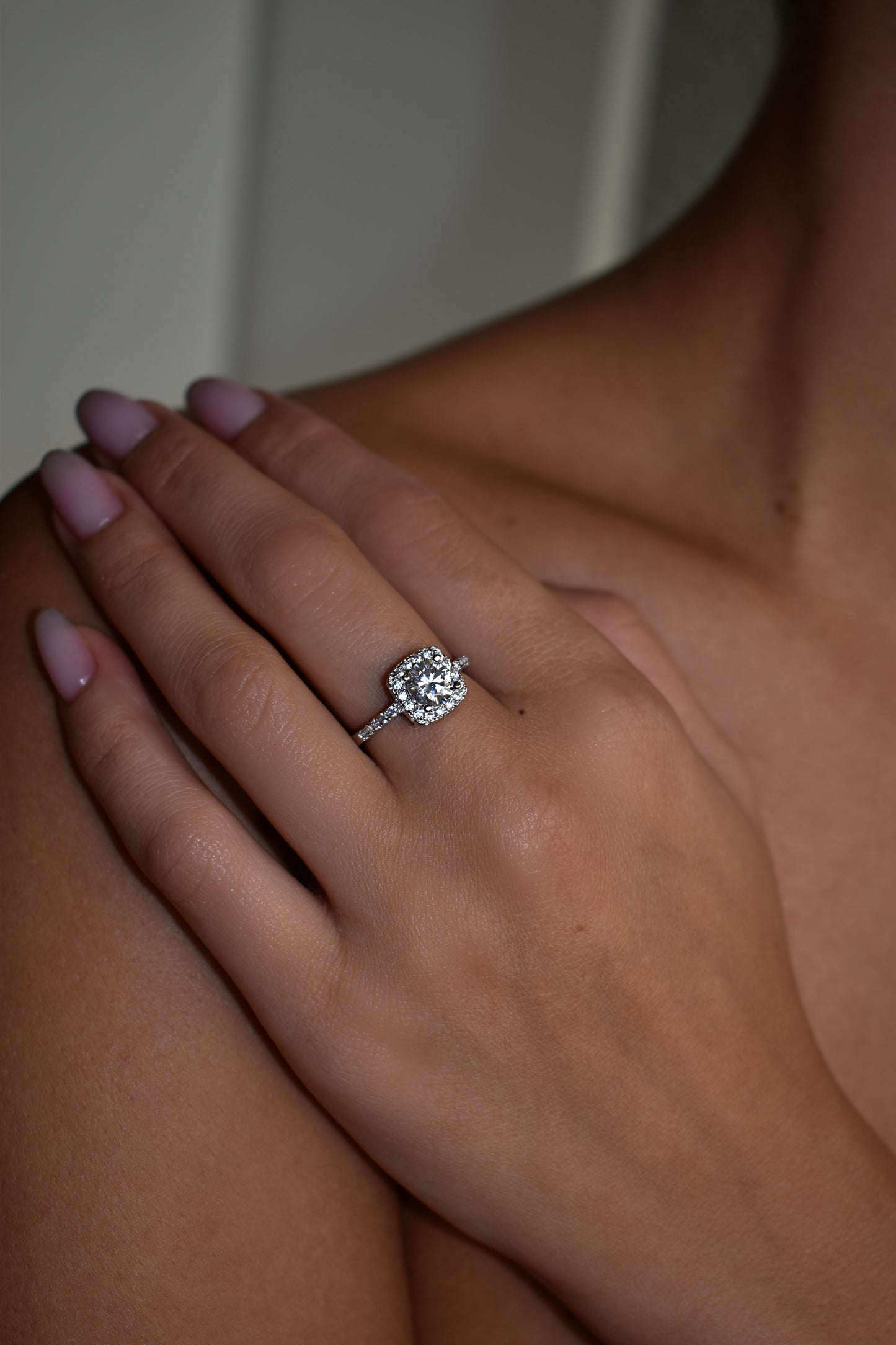 0.5 Carat Cushion Square Cut Moissanite Ring