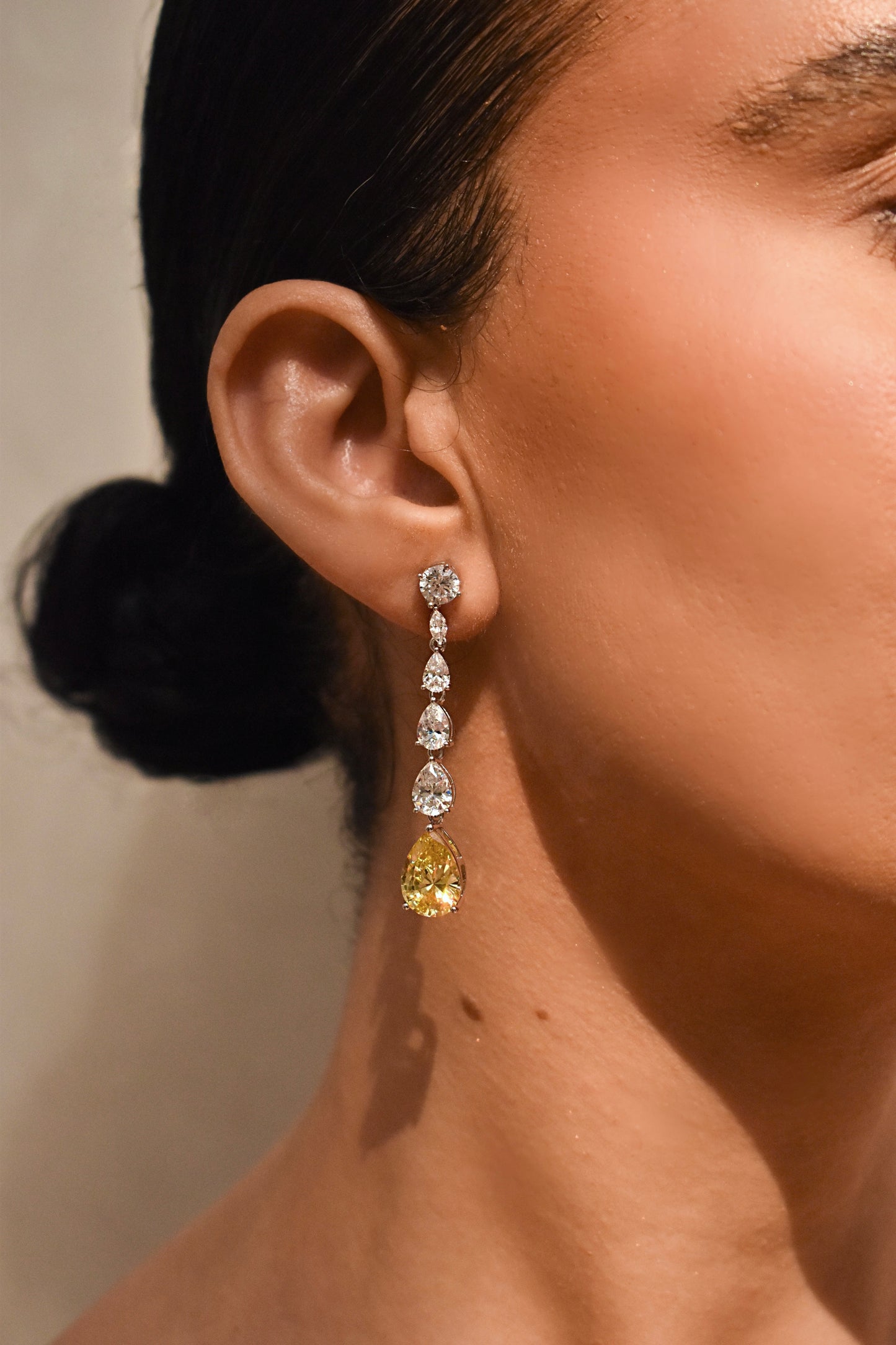 Long Pear Shape Drop Earrings