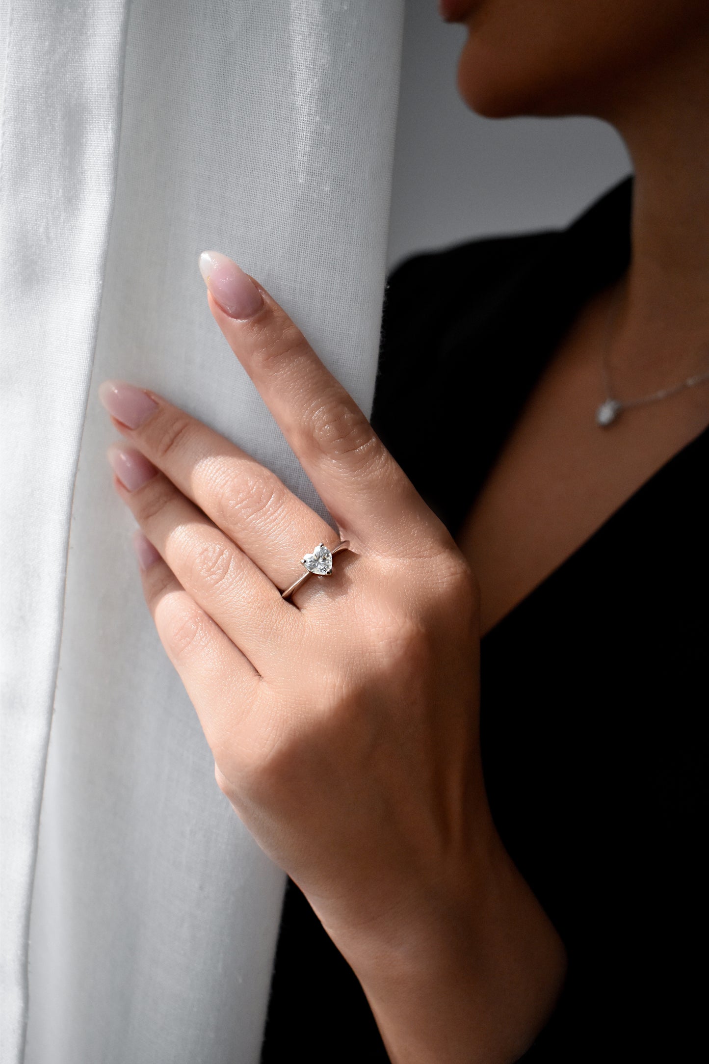 1 Carat Moissanite Heart Shape Ring