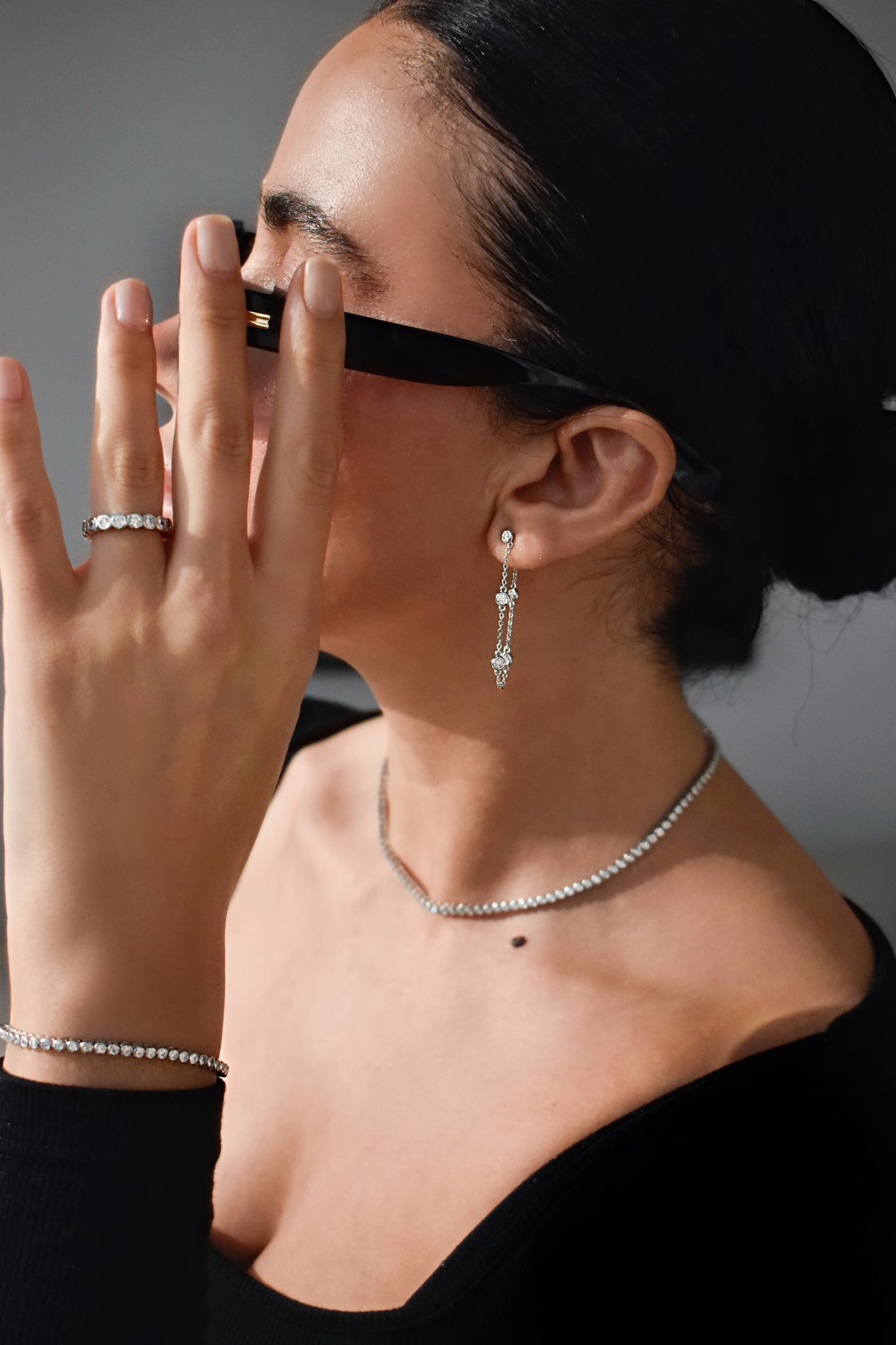 3mm Moissanite Tassel Drop Earrings Jacket