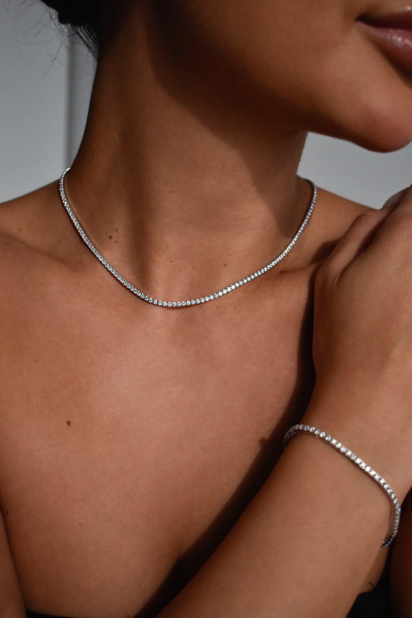 2mm Round Cut Tennis Necklace