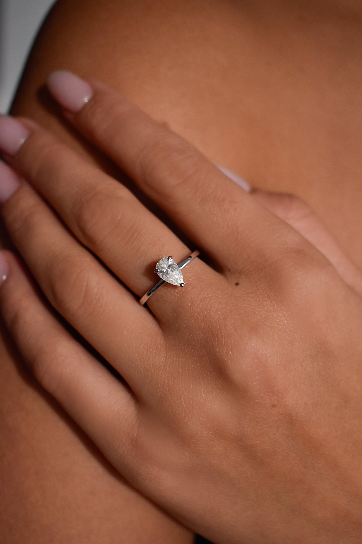 1 Carat Pear Shape Moissanite Ring
