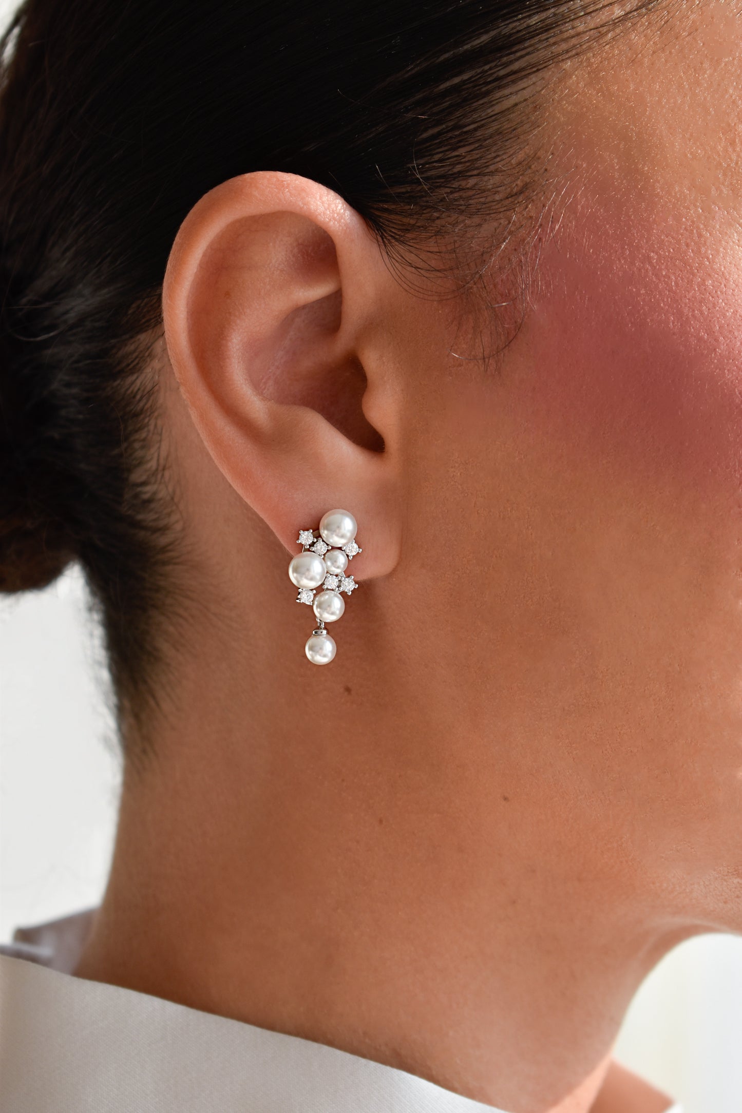 Pearl Cluster Stud Earrings