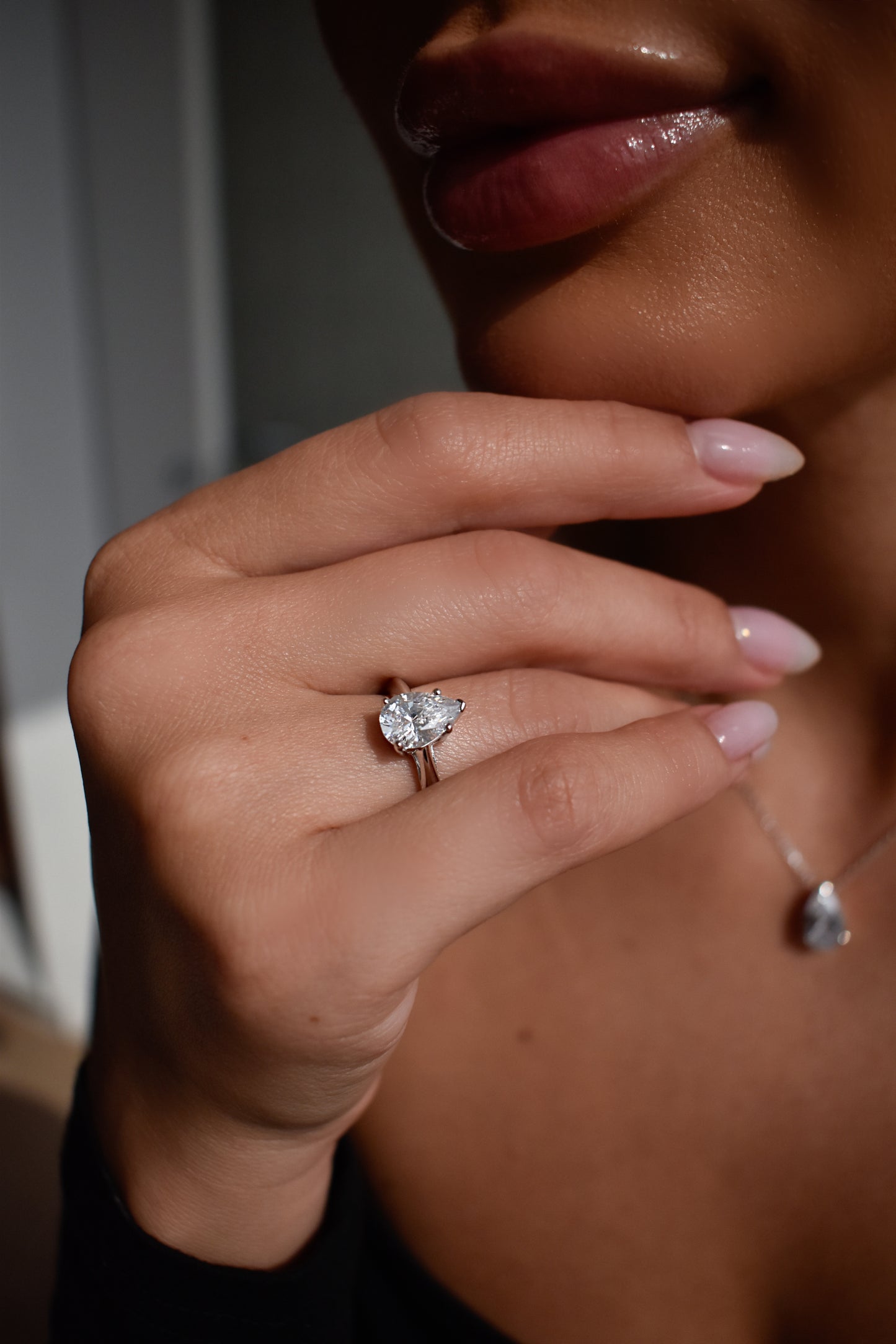 2 Carat Pear Shape Moissanite Ring