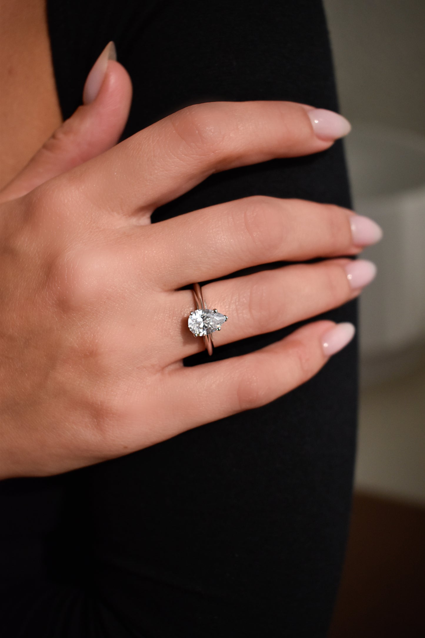 2 Carat Pear Shape Moissanite Ring