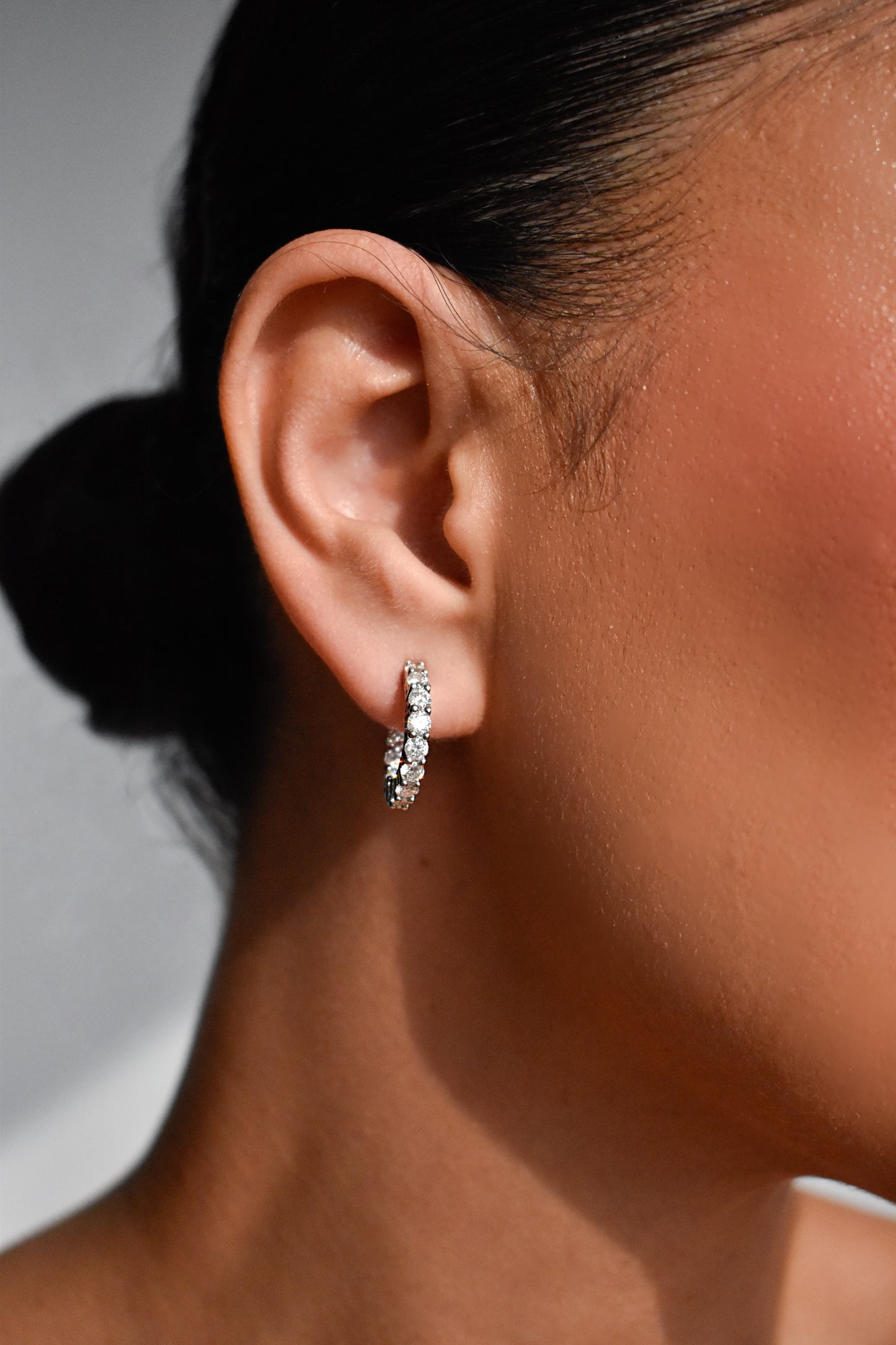 3mm Moissanite Hoop Stud Earrings