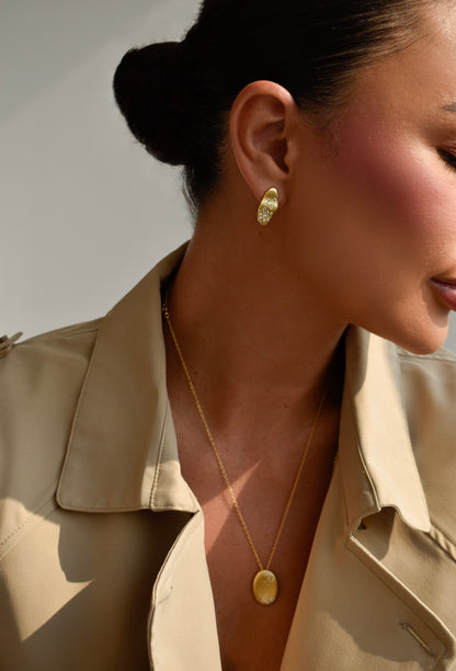 Aurora Brushed Gold Stud Earrings