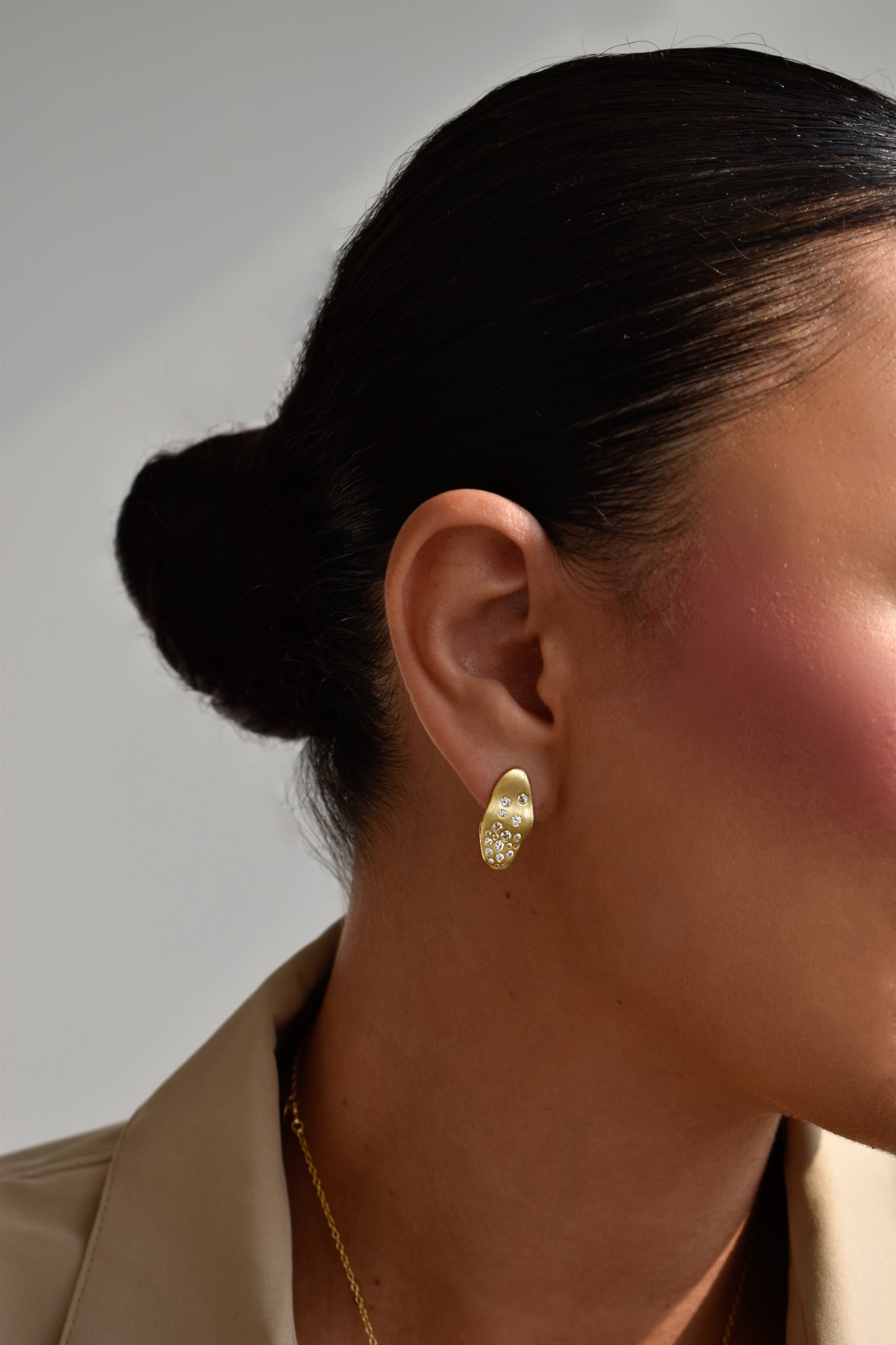 Aurora Brushed Gold Stud Earrings