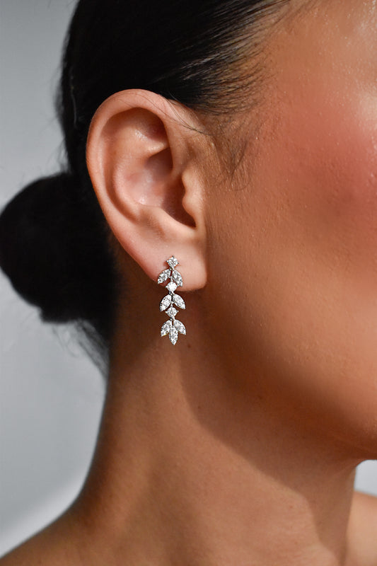 Leaf Shape Long Tassel Drop Earrings