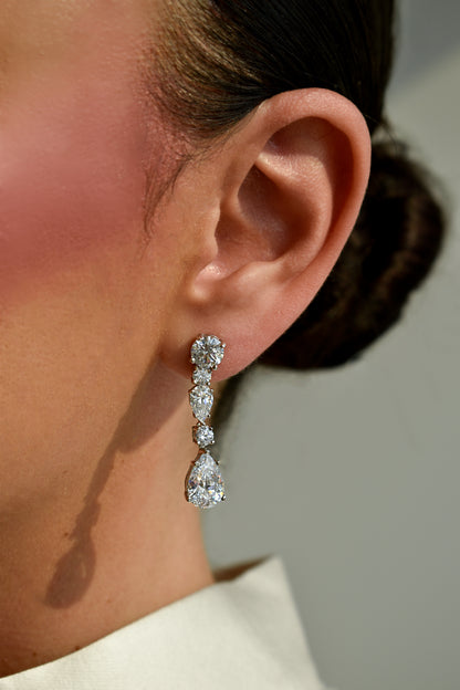 Pear and Round Shape Drop Earrings