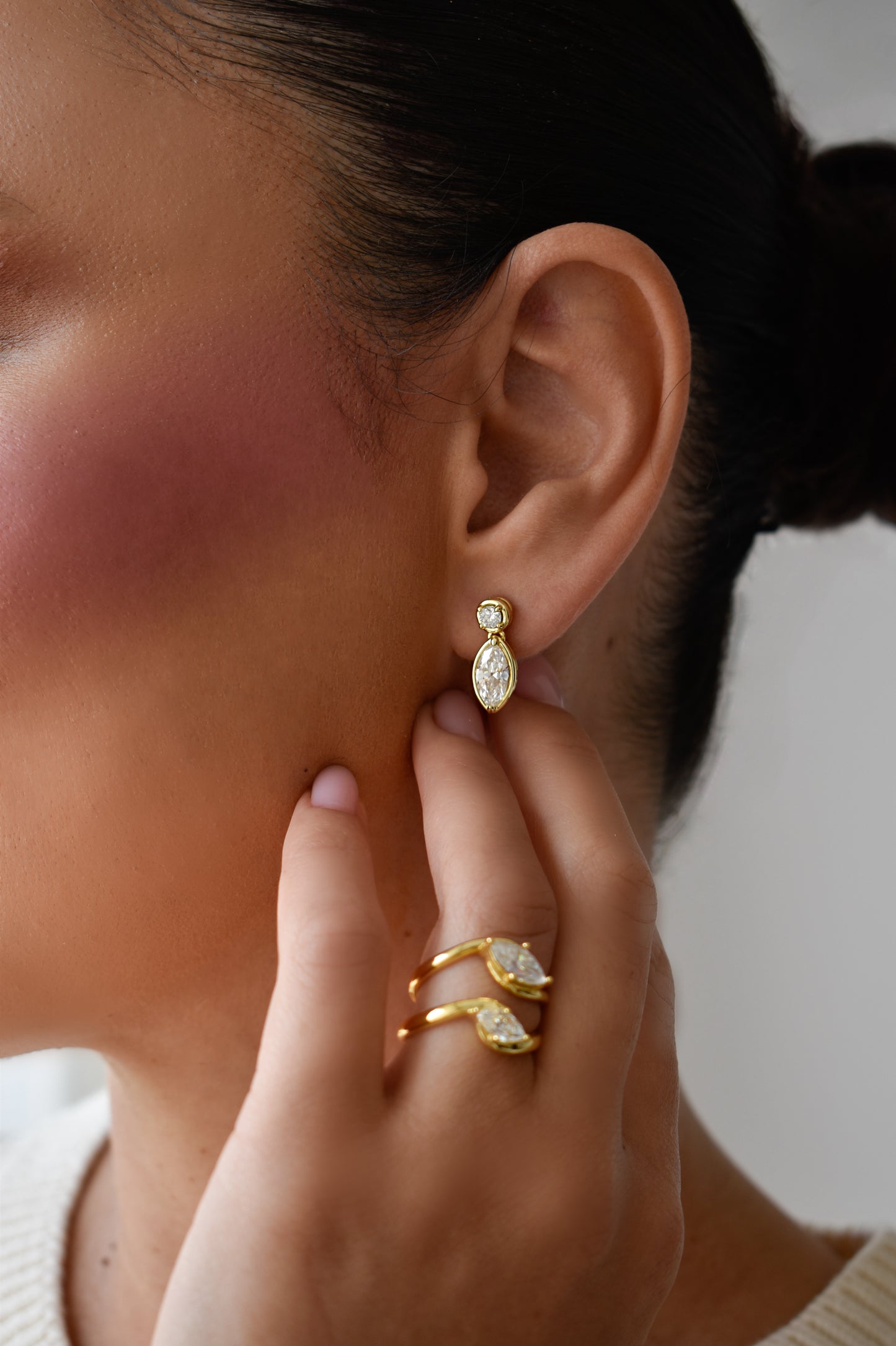 Marquise Cut Duo Drop Earrings