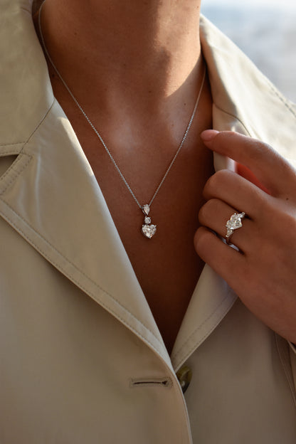 Heart and Pear Shape Drop Pendant
