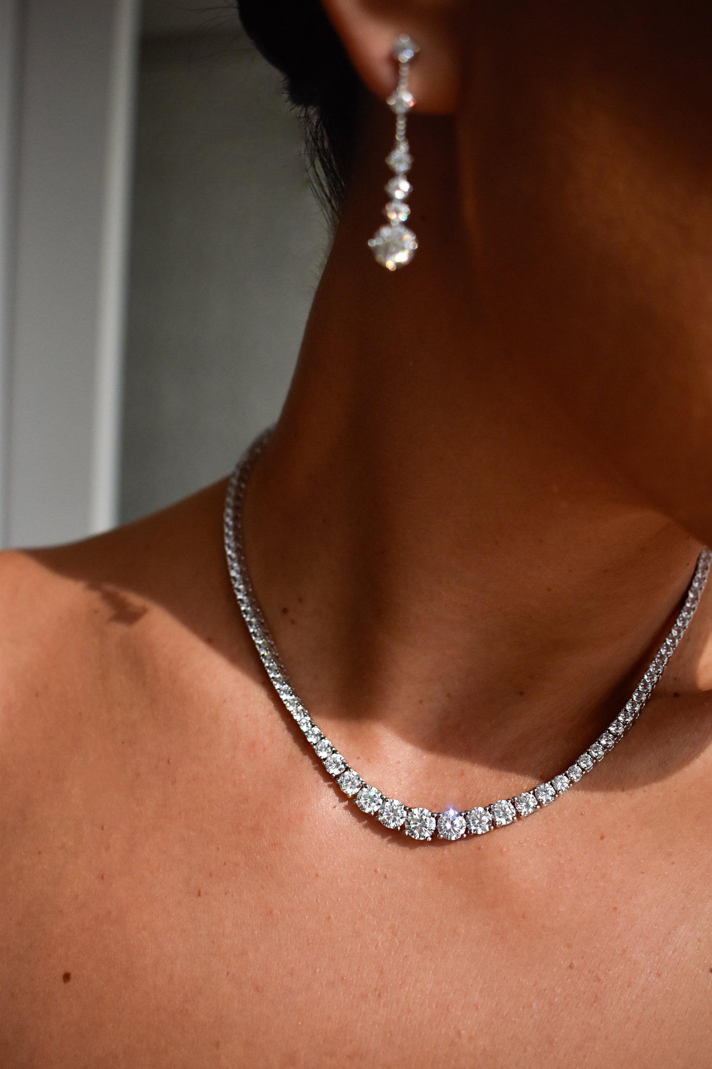 3-6.5mm Graduated Stone Tennis Necklace