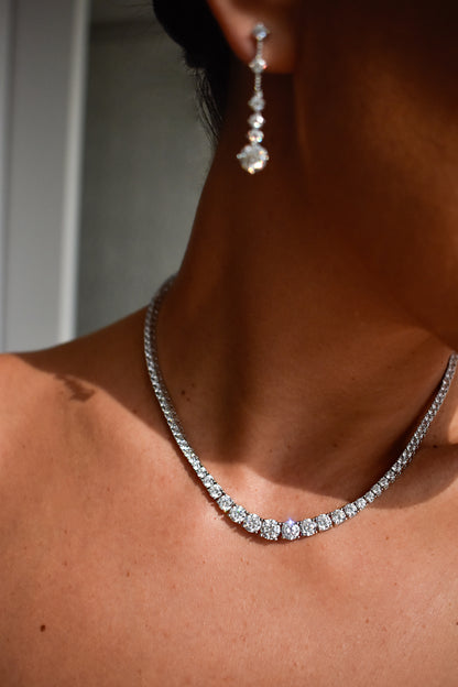 3-6.5mm Graduated Stone Tennis Necklace