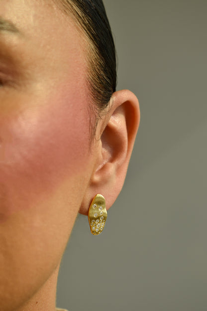 Aurora Brushed Gold Stud Earrings