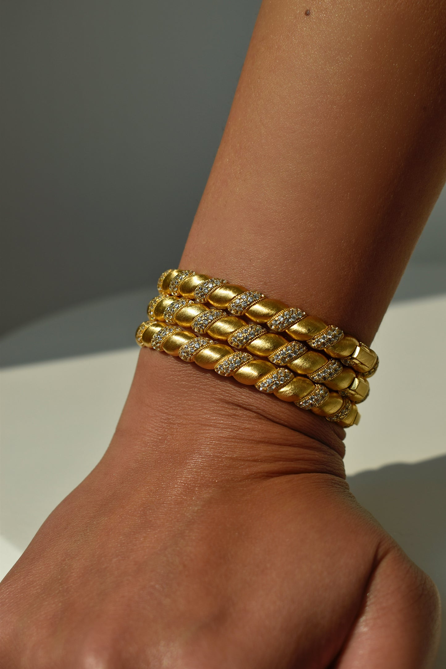 Twisted Brushed Gold Bangle