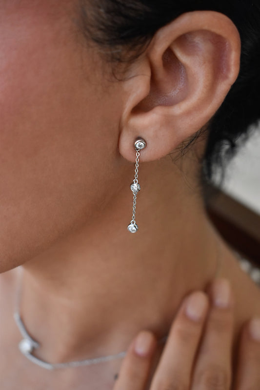 3mm Moissanite Tassel Drop Earrings