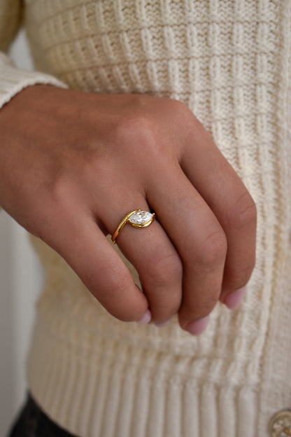 Wavy Marquise Cut Ring