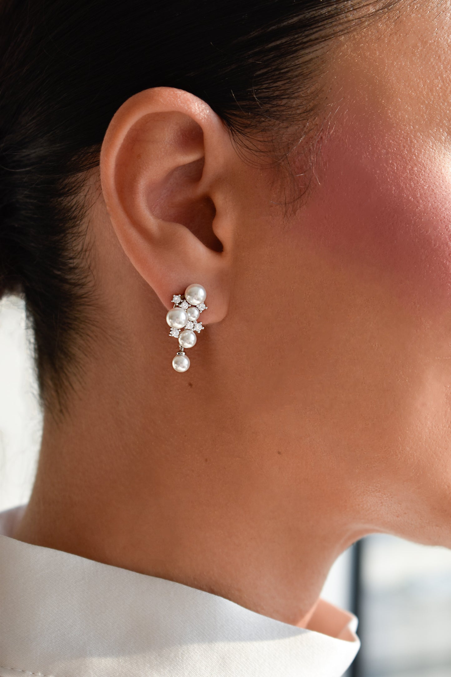 Pearl Cluster Stud Earrings