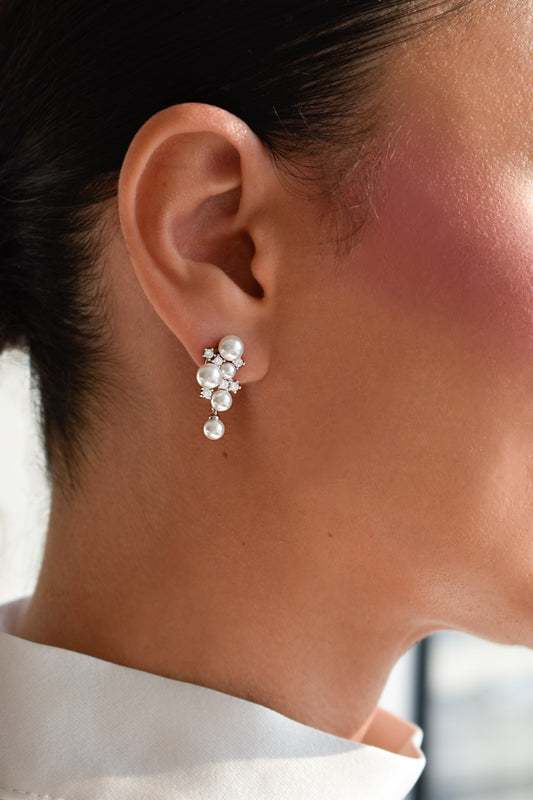 Pearl Cluster Stud Earrings