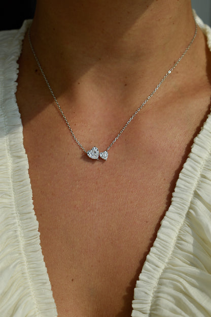 Heart Shape Duo Moissanite Necklace