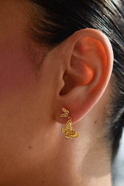 Gold Plated Double Butterfly Earrings